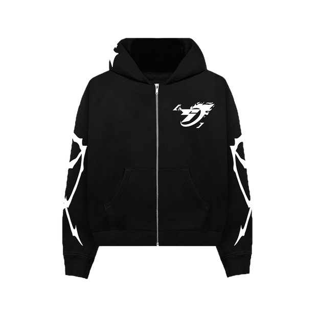 BLACK RECKLESS DREAMER ZIP HOODIE