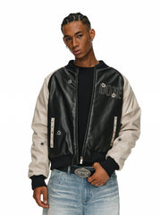 Gemstone Raglan Leather Varsity Jacket