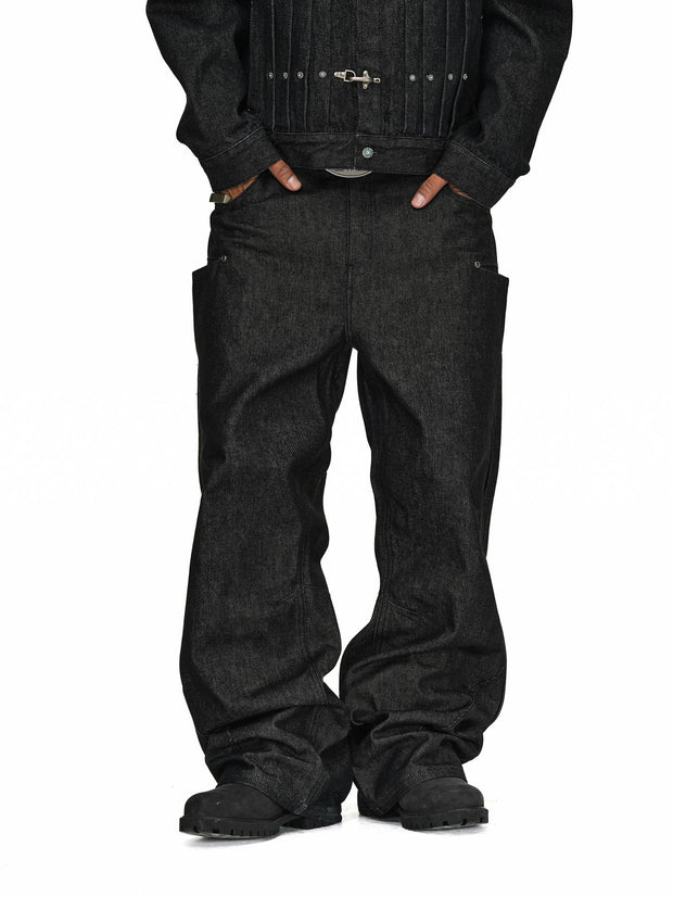 Stacked Black Denim Jeans