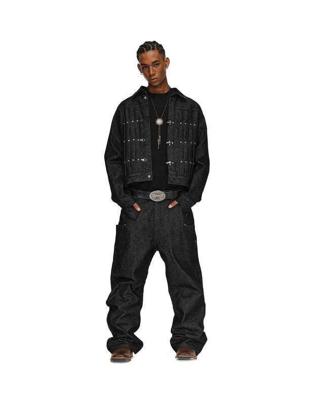 Gemstone Buckle Denim Jacket