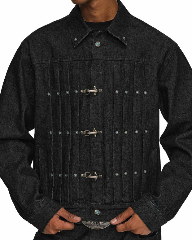 Gemstone Buckle Denim Jacket