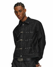 Gemstone Buckle Denim Jacket