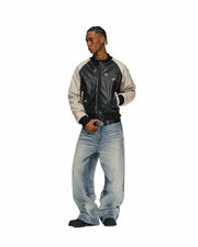 Gemstone Raglan Leather Varsity Jacket