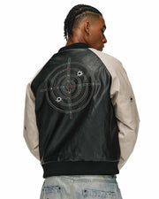 Gemstone Raglan Leather Varsity Jacket
