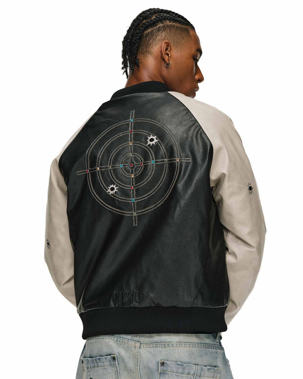 Gemstone Raglan Leather Varsity Jacket