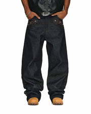 Western Embroidered Gemstone Denim Jeans