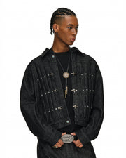 Gemstone Buckle Denim Jacket