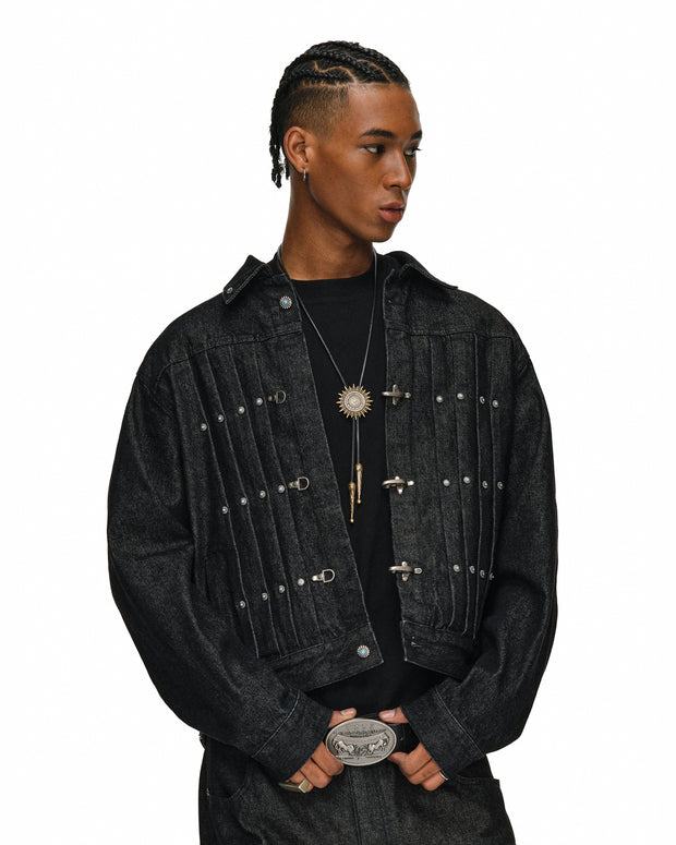 Gemstone Buckle Denim Jacket