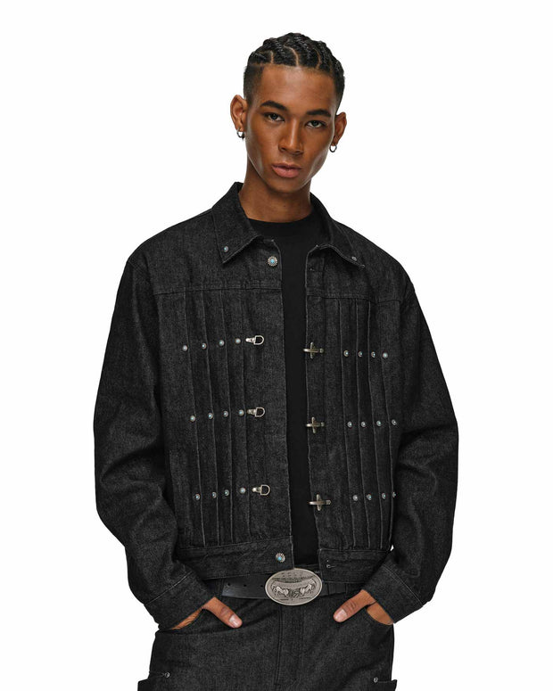 Gemstone Buckle Denim Jacket