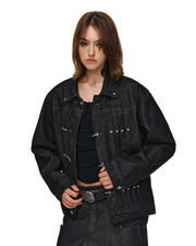 Gemstone Buckle Denim Jacket