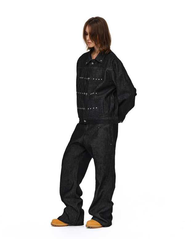 Gemstone Buckle Denim Jacket