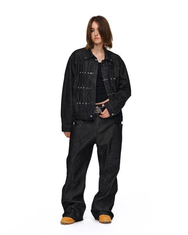 Gemstone Buckle Denim Jacket