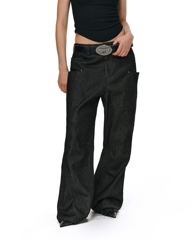 Stacked Black Denim Jeans