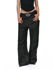 Stacked Black Denim Jeans