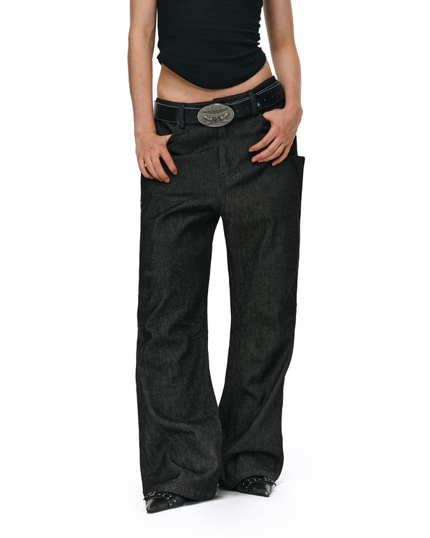 Stacked Black Denim Jeans