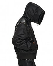Leather-Panel Studded N2B Bomber Jacket