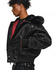Leather-Panel Studded N2B Bomber Jacket