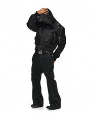 Leather-Panel Studded N2B Bomber Jacket