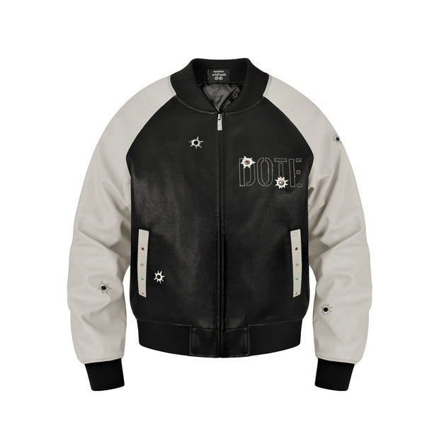 Gemstone Raglan Leather Varsity Jacket