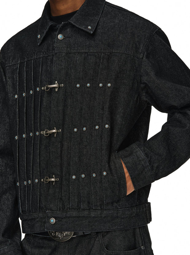 Gemstone Buckle Denim Jacket