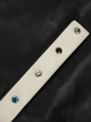 Gemstone Raglan Leather Varsity Jacket