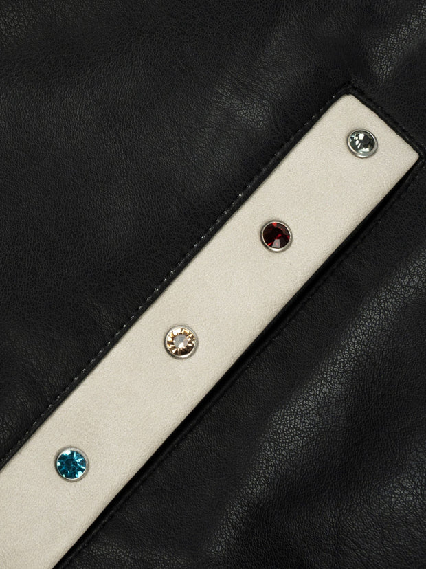 Gemstone Raglan Leather Varsity Jacket