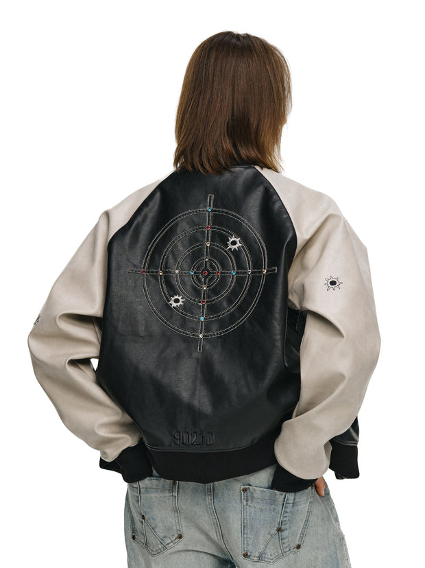 Gemstone Raglan Leather Varsity Jacket