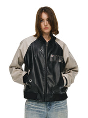 Gemstone Raglan Leather Varsity Jacket