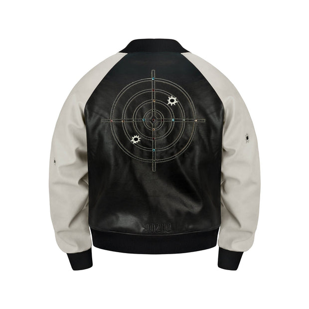 Gemstone Raglan Leather Varsity Jacket