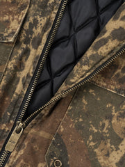 Leopard Camo Vintage Faux-Fur Bomber Jacket