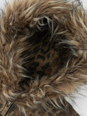 Leopard Camo Vintage Faux-Fur Bomber Jacket