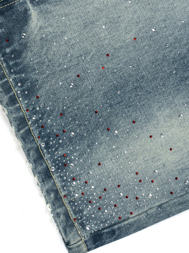 Rhinestone Detailed Loose Fit Denim