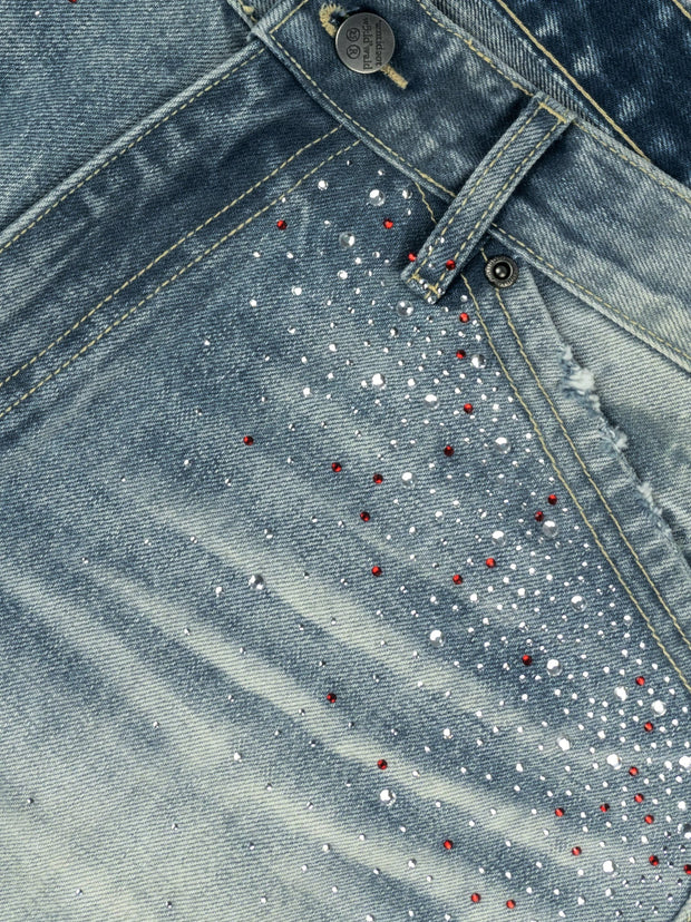 Rhinestone Detailed Loose Fit Denim