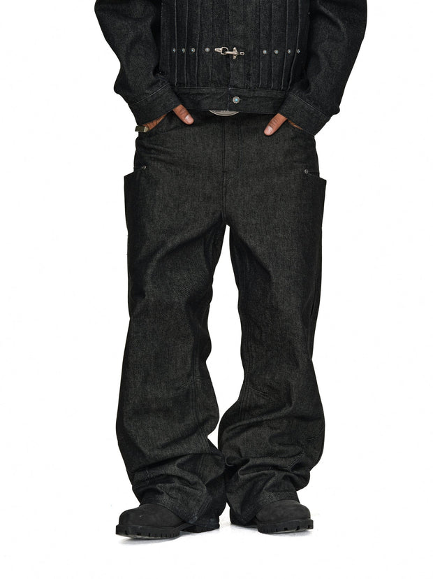 Stacked Black Denim Jeans