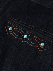 Western Embroidered Gemstone Denim Jeans