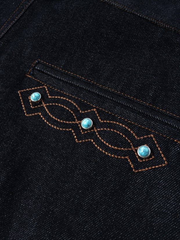 Western Embroidered Gemstone Denim Jeans