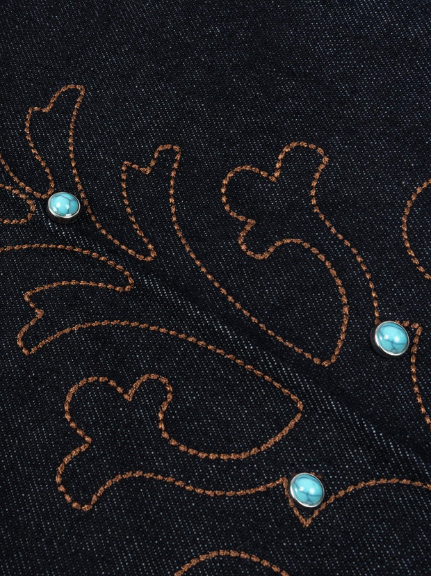 Western Embroidered Gemstone Denim Jeans