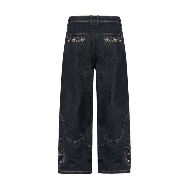 Western Embroidered Gemstone Denim Jeans